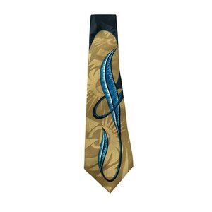 Vintage Camden Court Brown Black Polyester Tie Blue Abstract Design